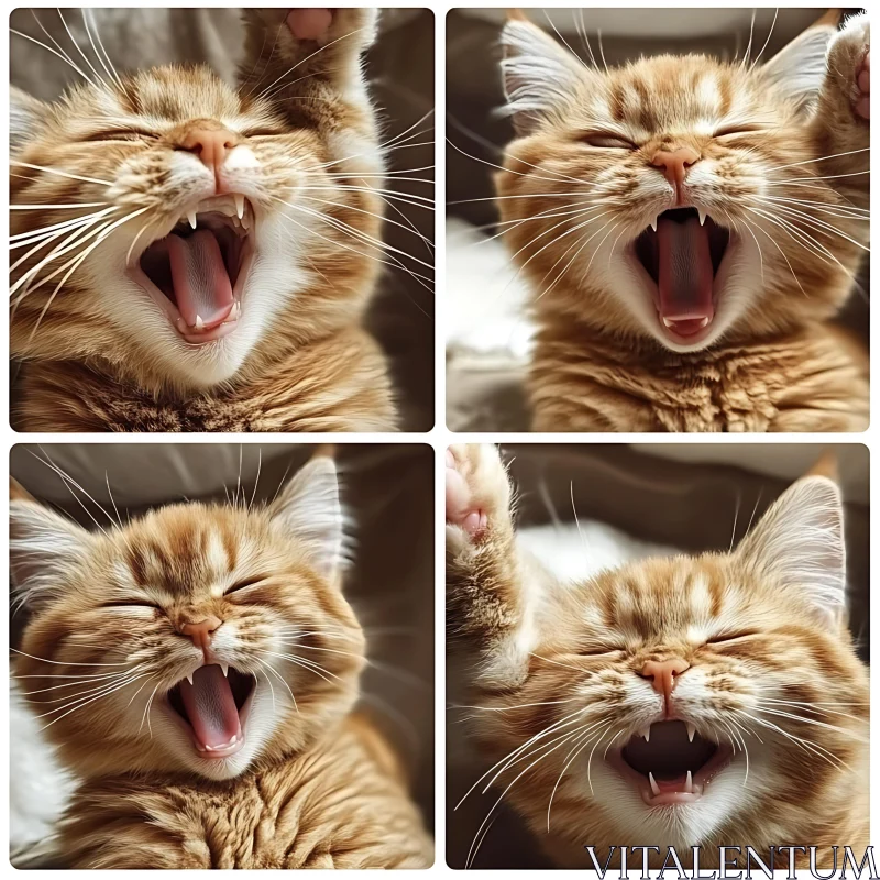 Yawning Orange Kitten Collage AI Image