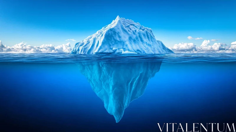 AI ART Serene Iceberg Reflection in Ocean