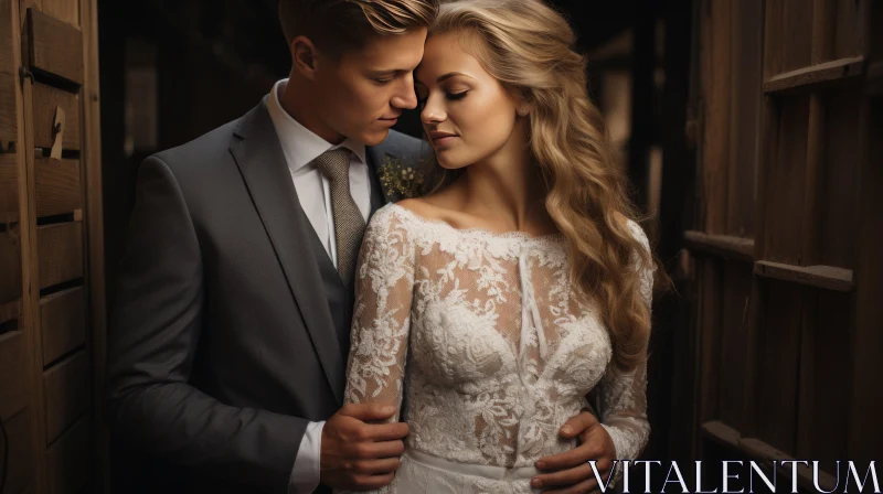 Bride and Groom in Elegant Wedding Attire: A Fashion Shoot AI Image
