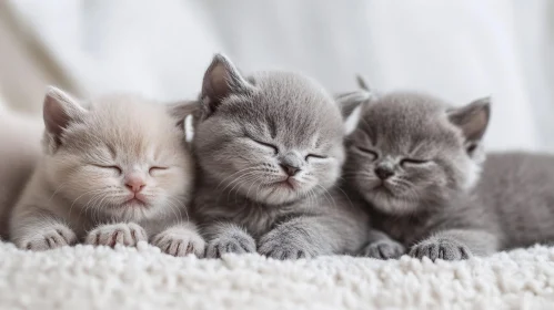 Peaceful Napping Kittens on Soft Surface