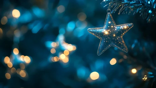 Christmas Star Ornament on Tree