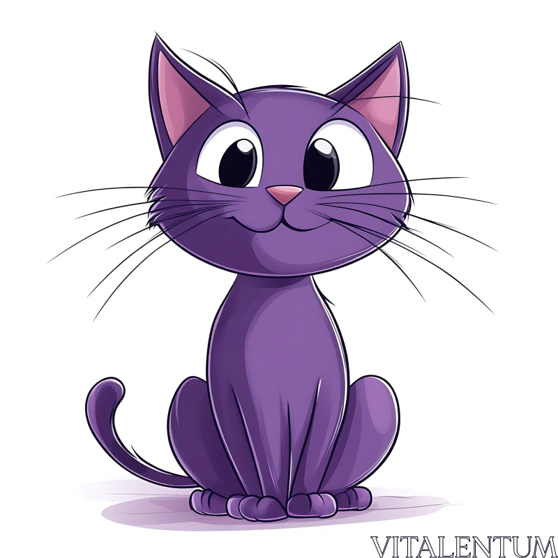 Cute Purple Cat Character Drawing AI Image