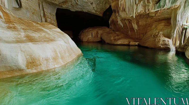 AI ART Enchanting Cave with Clear Blue Waters