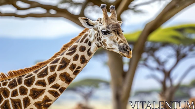 Majestic Giraffe Portrait in African Savannah AI Image