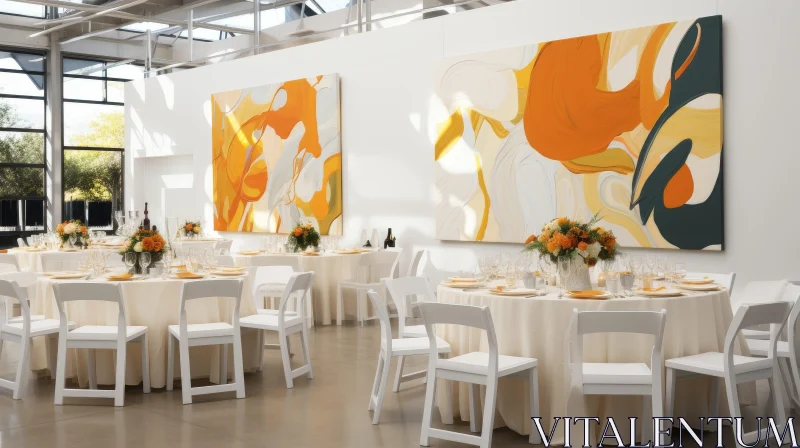 Wedding Reception in Modern Art Gallery AI Image