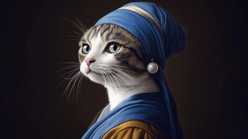 Feline Elegance: Cat in Classic Portrait Style