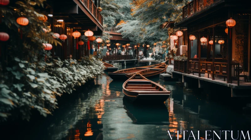 Captivating Wooden Boats: An Asian-Inspired Journey AI Image