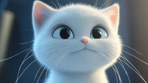 Cute Animated White Kitten