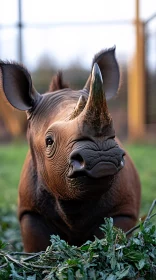 Close-Up of a Young Rhino