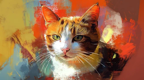 Colorful Abstract Cat Portrait Art