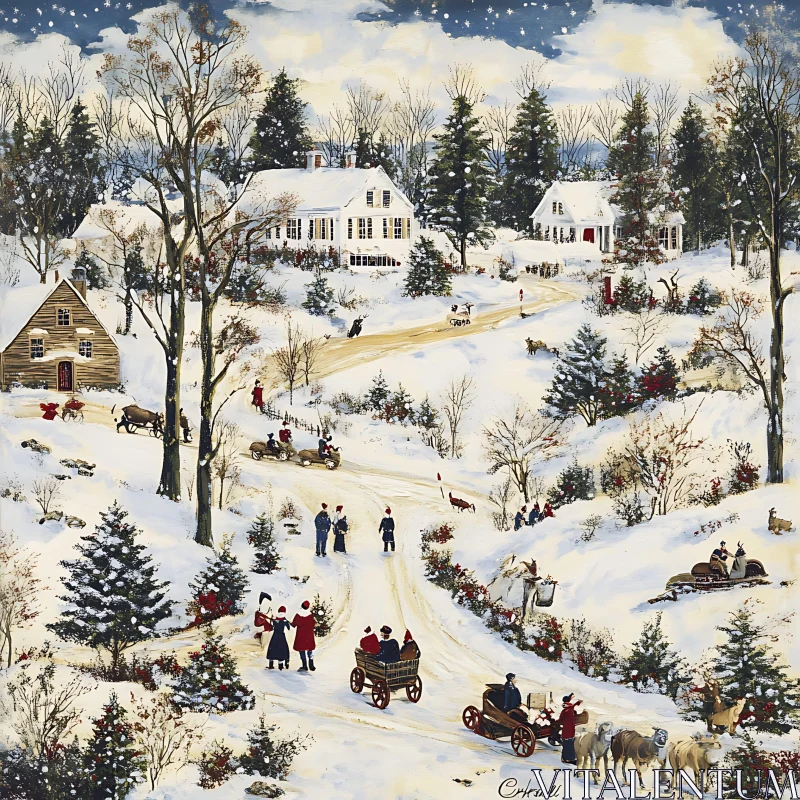 Charming Winter Wonderland Village AI Image