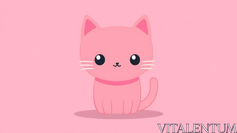 AI ART Cute Pink Cat Drawing