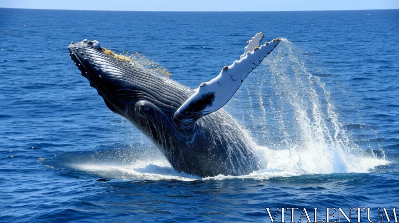 AI ART Power and Grace: Majestic Humpback Whale Breaching the Ocean Surface