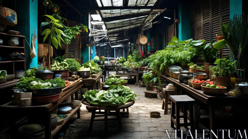 Sustainable Eco-Architecture Meets Traditional Vietnamese Market AI Image