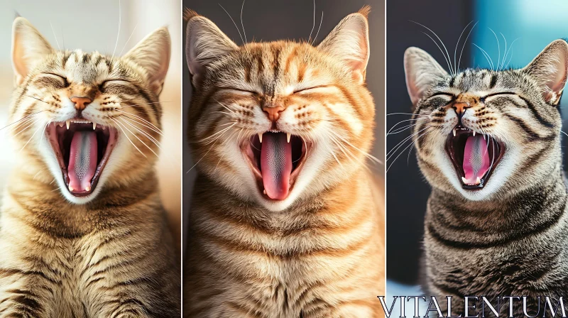 Three Cats Yawning AI Image