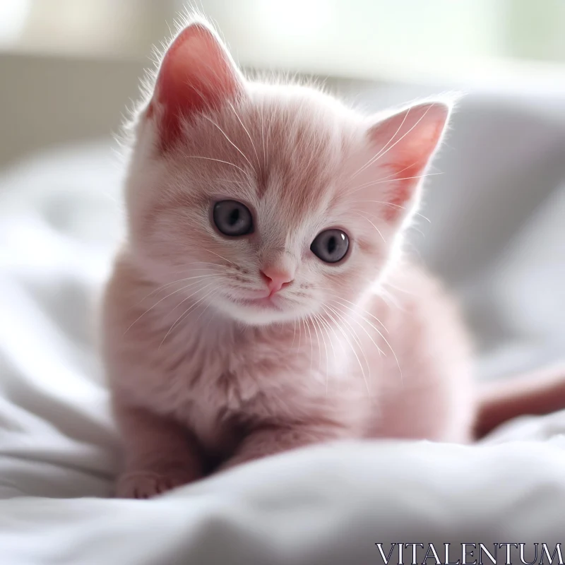 Cute Fluffy Kitten with Curious Eyes AI Image