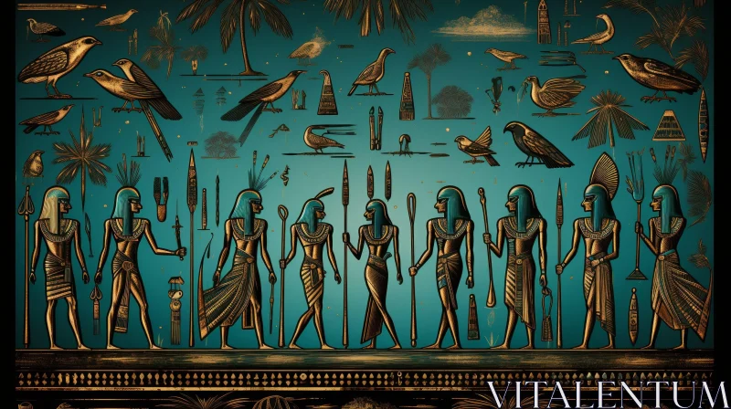 Ancient Egyptian Mural Illustration AI Image