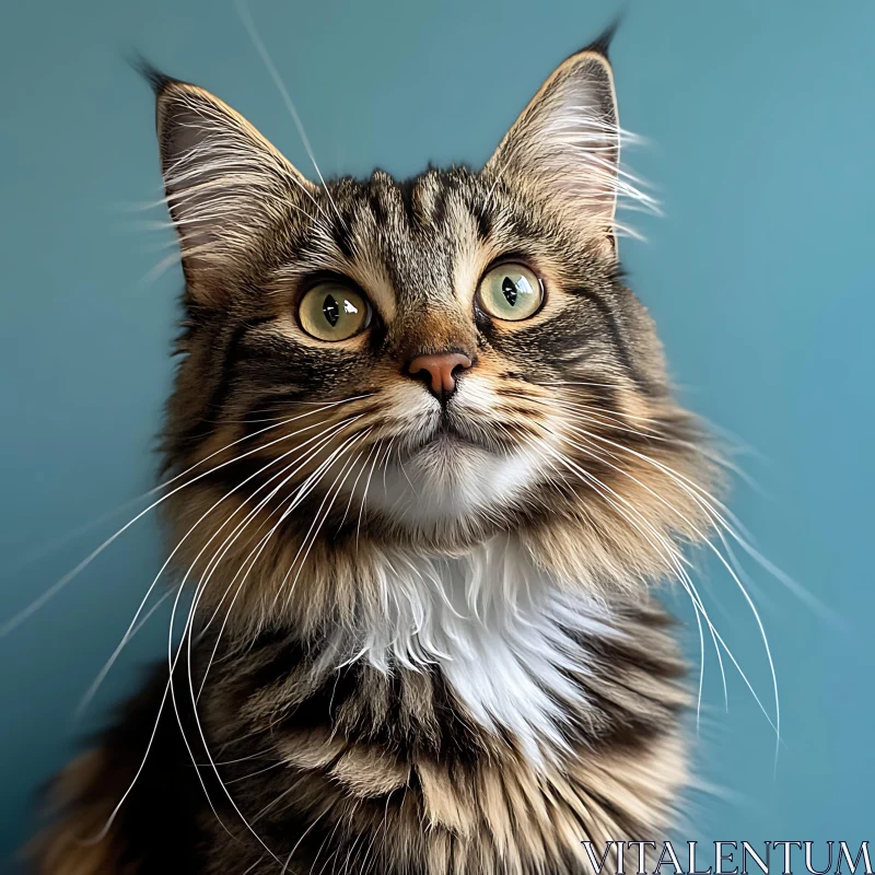 AI ART Close-Up of a Striped Cat with Whiskers