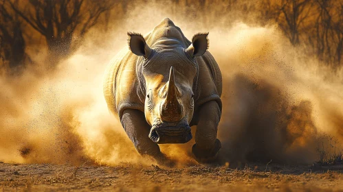 Wild Rhinoceros in Action