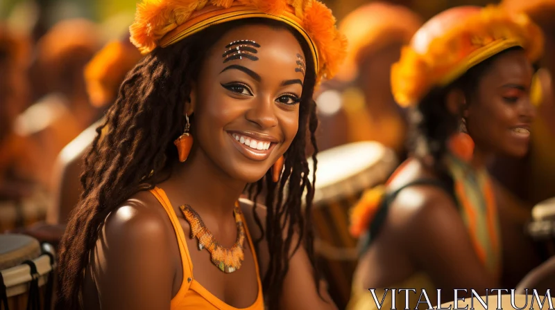 Joyful African Drum Festival - Detailed Portraiture AI Image