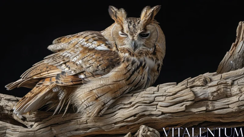 Majestic Owl on a Gnarled Branch AI Image