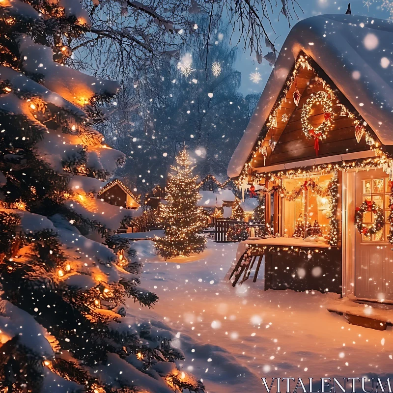 Magical Winter Wonderland with Holiday Decor AI Image