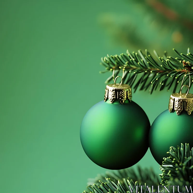 Festive Green Holiday Ornaments AI Image