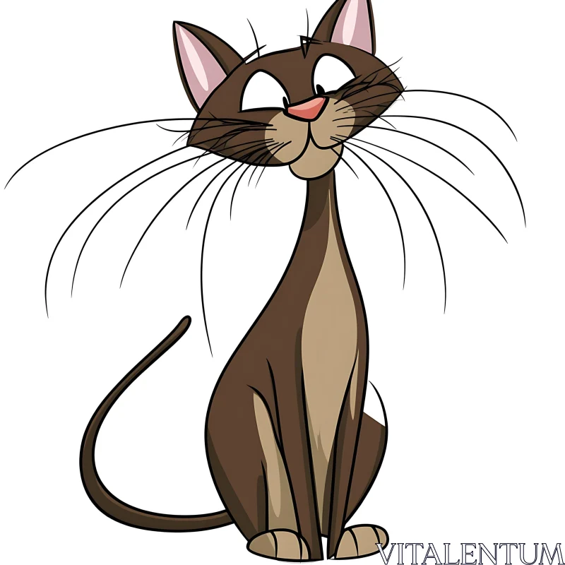 Cheerful Brown Cat Drawing AI Image