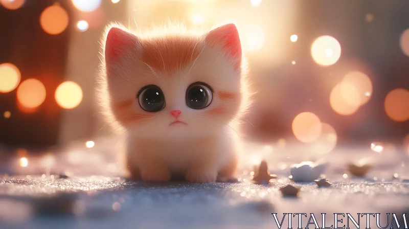 Cute Kitten with Bokeh Background AI Image