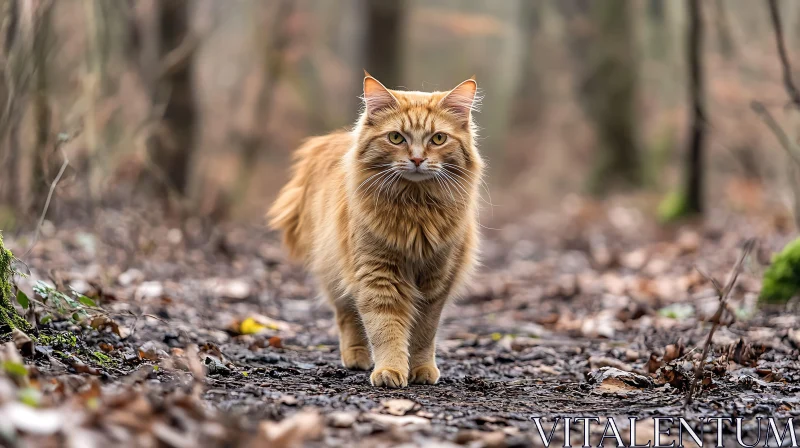 Forest Cat in Autumn AI Image