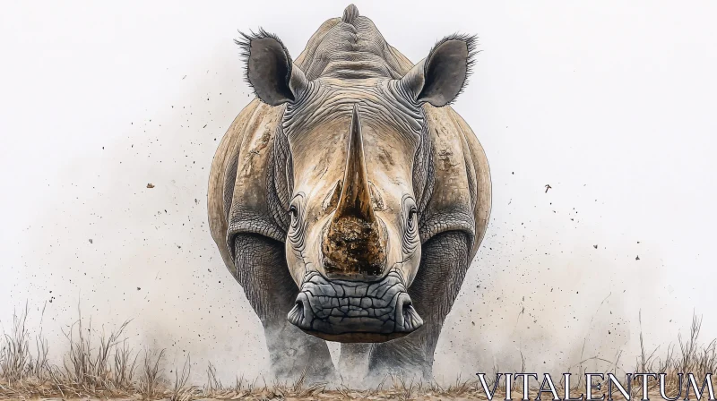 AI ART Majestic Rhino Rushing Forward