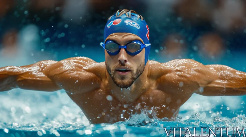 Captivating Swimming Image | Athlete in Blue Goggles AI Image