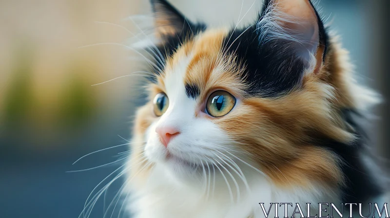 Calico Cat with Green Eyes AI Image