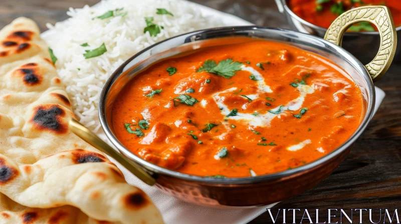 Delicious Butter Chicken in Copper Bowl | Food Photography AI Image