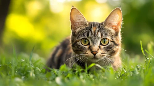 Cute Kitten Resting Outdoors