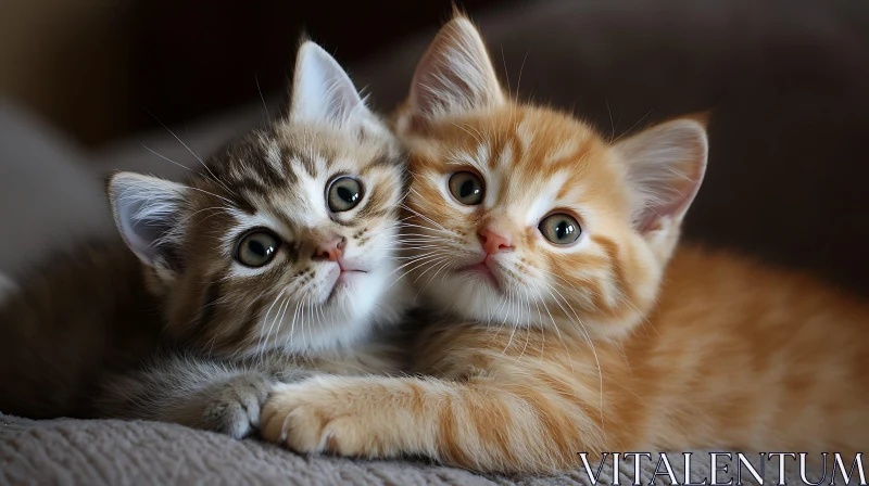 Two Cute Kittens Cuddling AI Image