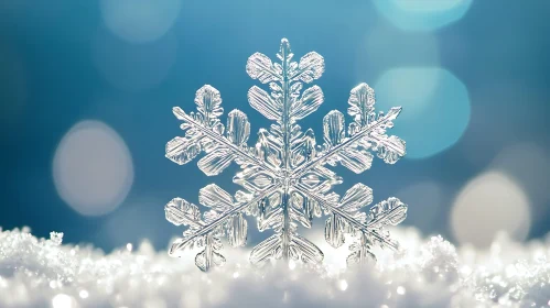 Detailed Snowflake on Snow