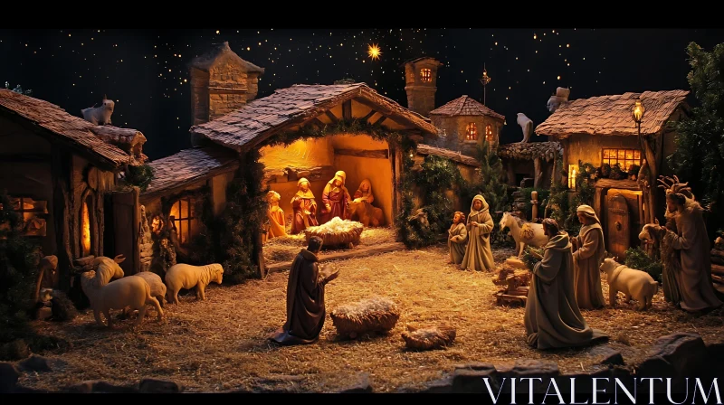 AI ART Serene Christmas Nativity Display