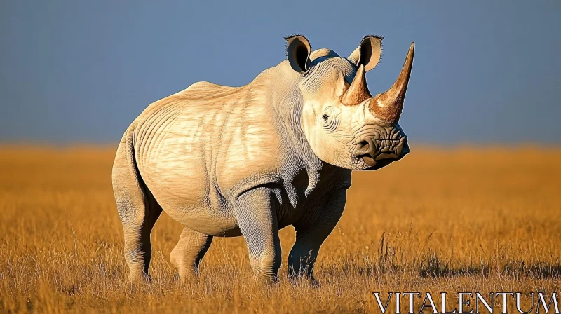 Wildlife Encounter: Rhino at Sunset AI Image