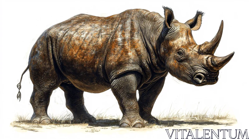 AI ART Wildlife Art of a Rhinoceros