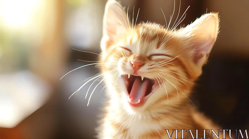 Cute Kitten Enjoying Sunlight AI Image