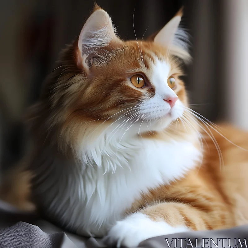 Fluffy Orange and White Cat AI Image