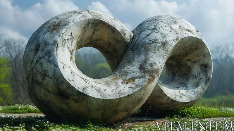 Abstract 3D Sculpture: Mobius Strip in White Marble AI Image