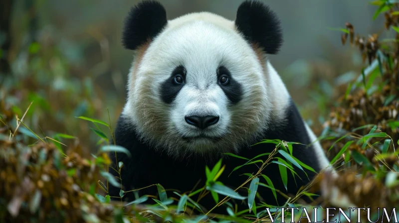 Close-up of a Giant Panda in Wolong National Nature Reserve AI Image