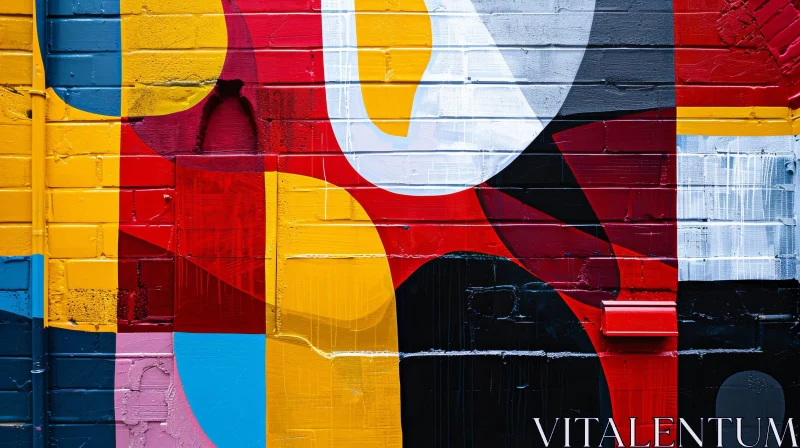 Colorful Graffiti on Brick Wall - Abstract Art Photography AI Image