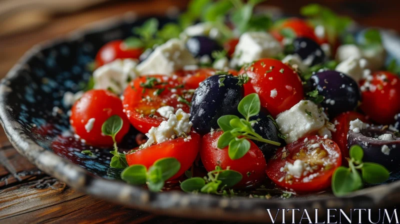 Exquisite Greek Salad: A Burst of Mediterranean Flavors AI Image
