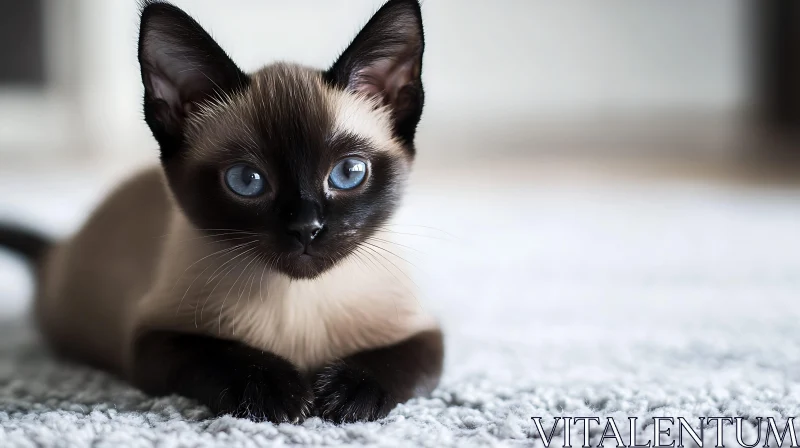 Siamese Kitten with Striking Blue Eyes AI Image