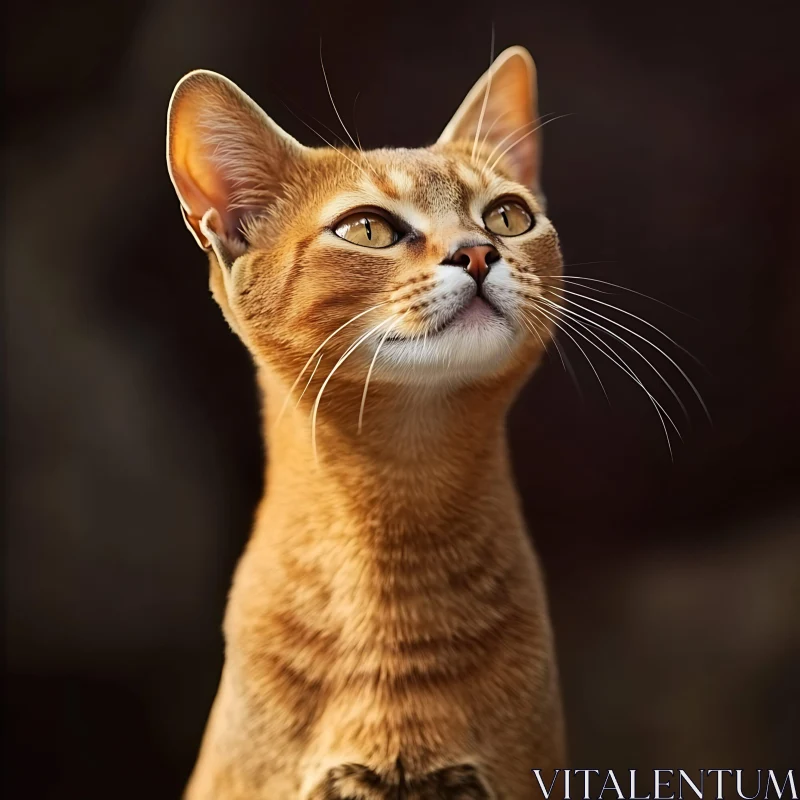 Close-Up of Alert Cat with Golden Fur AI Image