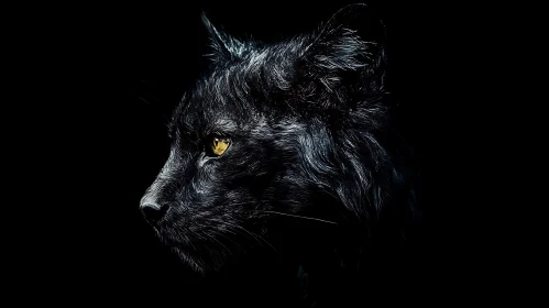 Black Panther Side View with Dark Background