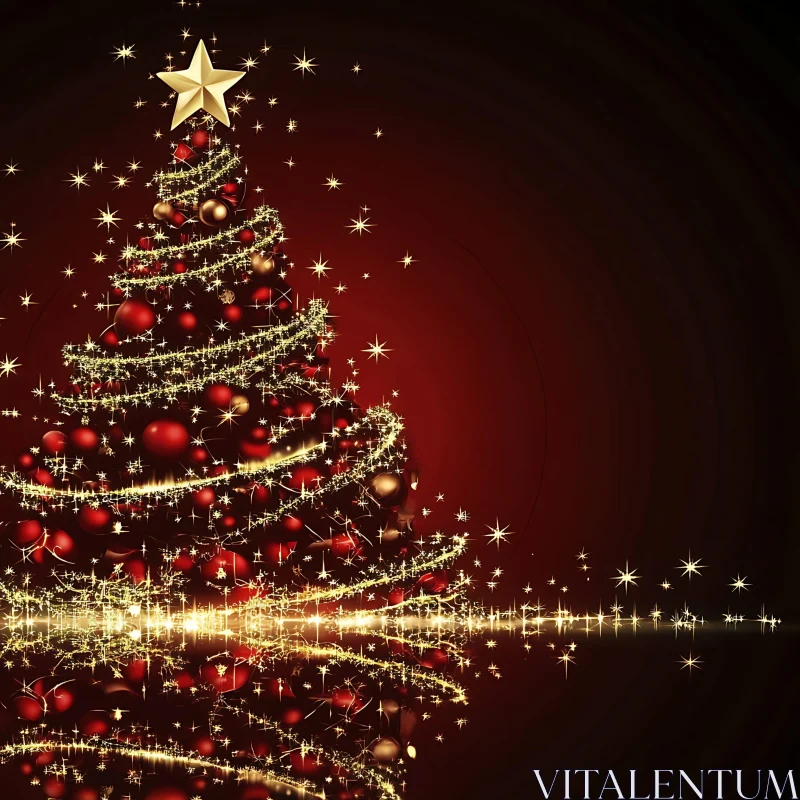 Stunning Christmas Tree Decoration with Sparkling Lights AI Image